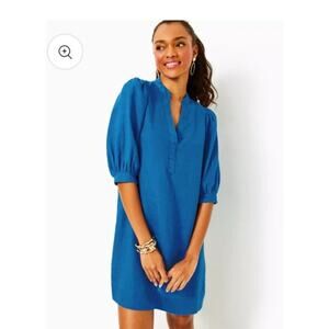Lilly Pulitzer Maileigh Linen dress, Blue, size 0, but fits large